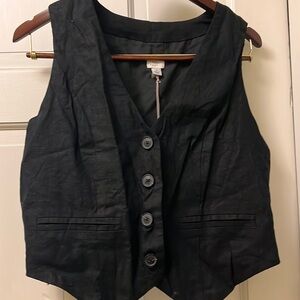 NWT Black Linen Vest